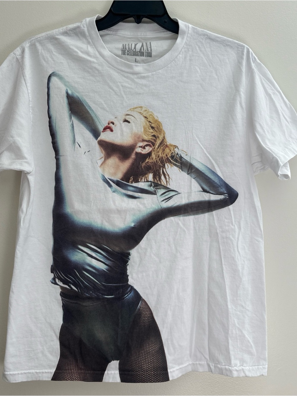 Madonna The Celebration Tour Shirt No Regrets Rescue Me Graphic Tee Blue Large L